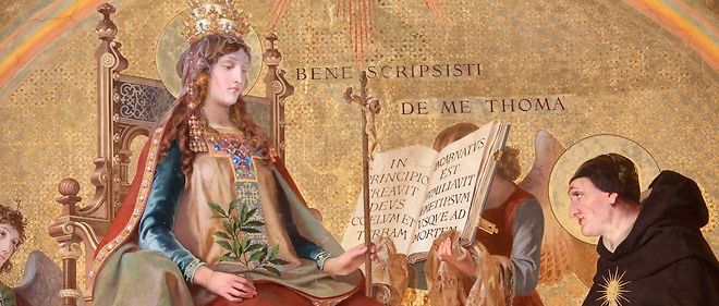 Peinture du Musee du Vatican "Bene Scripsisti De Me Thoma" mettant en scene Saint Thomas.