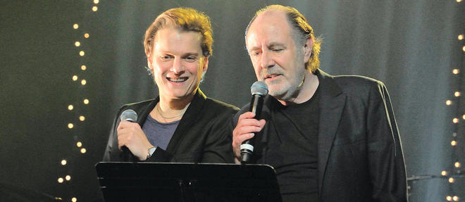 Les chanteurs francais Benabar et Michel Delpech, photo d'illustration.