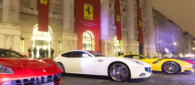 Ferrari a l'introduction a la Bourse de Milan le 4 janvier 2016