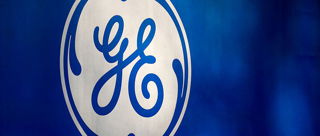 General Electric (GE) a finalise le rachat des activites energie d'Alstom en novembre 2015. Logo de l'entreprise.