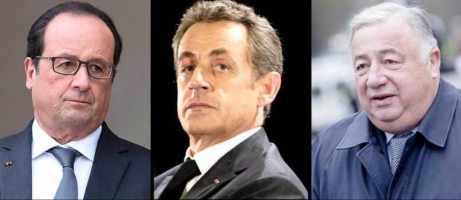 De gauche a droite : Francois Hollande, Nicolas Sarkozy, Gerard Larcher.