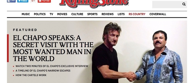L'interview d'El chapo, publiee dans le magazine Rolling Stone, a valu beaucoup de critiques a Sean Penn.