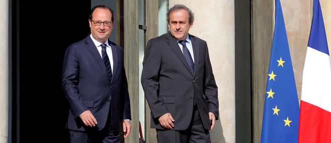 Francois Hollande et Michel Platini a l'Elysee le 10 juin 2015. Image d'illustration.