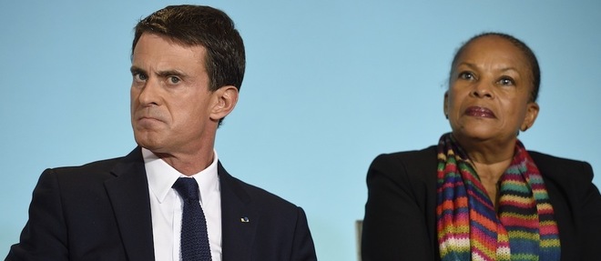 Le Premier ministre Manuel Valls et son ancien garde des Sceaux Christiane Taubira ne cachaient pas leurs desaccords.