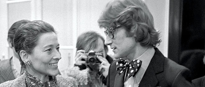 Edmonde Charles-Roux avec Yves Saint Laurent, en 1972.