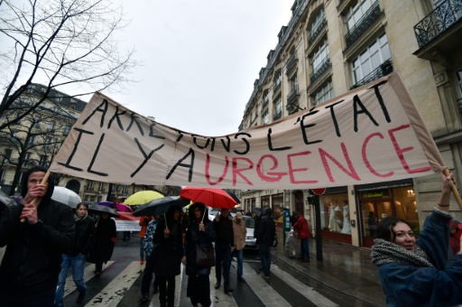 Rassemblement d'opposants à l'état d'urgence, le 30 janvier 2016 à Paris © ALAIN JOCARD AFP
