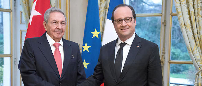Raul Castro et Francois Hollande, le 1er fevrier 2016.