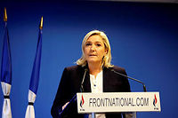 La conversion socialiste a la fermete face au terrorisme est "un hommage" aux idees du Front national, a juge Marine Le Pen. (C)FRANCOIS GUILLOT