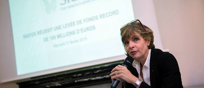 Anne Lauvergeon, lors de la conference de presse d'annonce de la levee de 100 millions d'euros par Sigfox. 