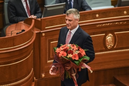 Le nouveau president du Kosovo Hashim Thaci, le 26 fevrier 2016 a Pristina