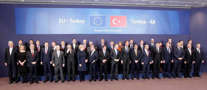 Sommet extraordinaire des pays de l'UE et de la Turquie, a Bruxelles, le 7 mars 2016.