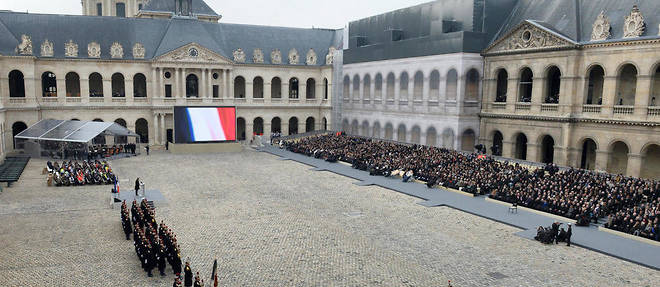 Discours du president de la Republique Francois Hollande aux Invalides lors des commemorations des attentats du 13 novembre a Paris (illustration).