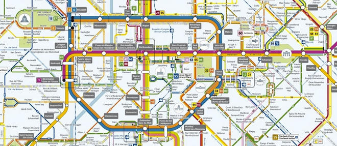 Plan du metro bruxellois, exploite par la Stib.