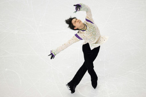 Le Japonais Yuzuru Hanyu lors des Mondiaux de patinage artistique, le 1er avril 2016 à Boston © Geoff Robins AFP