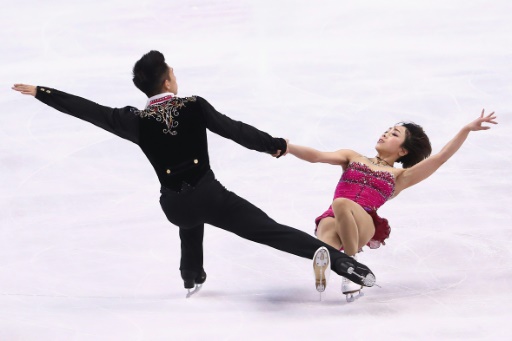 Les Chinois Sui Wenjing et Han Cong lors des Mondiaux de patinage artistique, le 1er avril 2016 à Boston © Maddie Meyer Getty/AFP