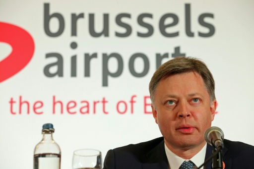 Le PDG de l'aéroport de Bruxelles, Arnaud Feist, lors d'une conférence de presse à Zaventem en Belgique, le 2 avril 2016 © NICOLAS MAETERLINCK Belga/AFP/Archives