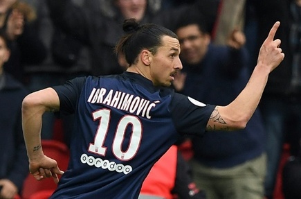 L'attaquant du PSG Zlatan Ibrahimovic, auteur d'un triple contre Nice, le 2 avril 2016 au Parc des Princes