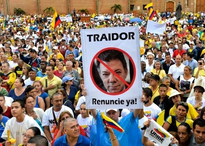 Manifestation contre le gouvernement du president colombien Juan Manuel Santos, le 2 avril 2016 a Cali