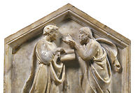 Aristote et Platon : logique et dialectique. Bas relief de l'italien Luca della Robbia (1400-1481) pour la cathedrale de Florence.