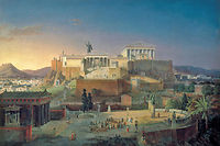Discussion au pied de l'Acropole d'Athènes, par le peintre bavarois Leo von Klenze (1784-1864) ©AKG-images
