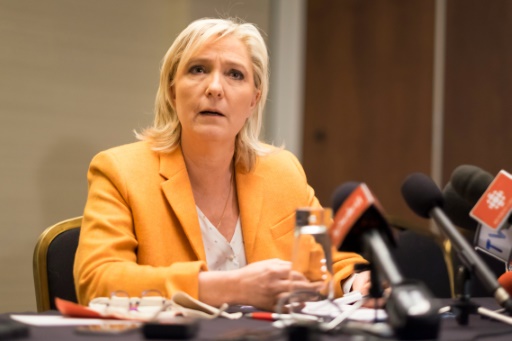 La présidente du Front National Marine Le Pen lors d'une conférence de presse à Québec le 20 mars 2016 © Florence Cassisi AFP/Archives