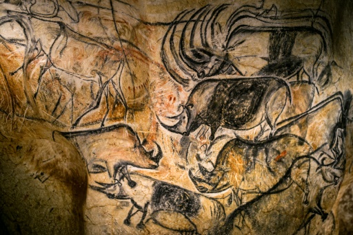 Un détail des reproductions des peintures de la grotte Chauvet, le 8 avril 2015 à Vallon Pont D'Arc © JEFF PACHOUD AFP/Archives