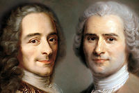 Voltaire d'après Maurice Quentin de La Tour,  Jean-Jacques Rousseau par Charles Escot