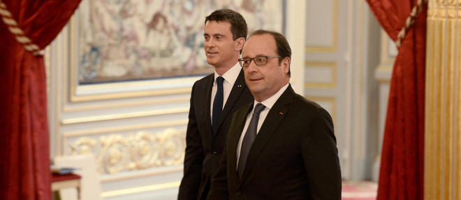 Francois Hollande et Manuel Valls a l'Elysee. 