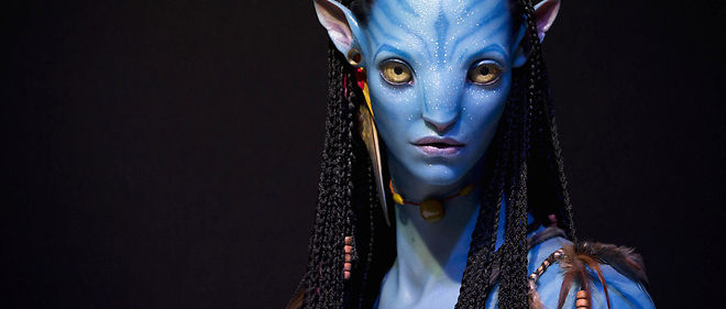 Un personnage du film "Avatar" en 3F lors du " 3 D Print Show" a Paris en 2013. James Cameron a annonce la sortie prochaine de quatre nouveaux "Avatar".