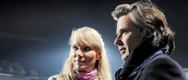 Margarita Louis-Dreyfus, proprietaire de l'OM, et Vincent Labrune, president du club, le 22 fevrier 2012.