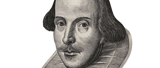 Gravure signee par Martin Droeshout. C'est l'un des trois portraits officiels de Shakespeare. Realisee apres la mort du poete, elle serait, selon les proches de celui-ci, tres ressemblante.