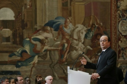 Francois Hollande a l'Elysee, le 28 avril 2016