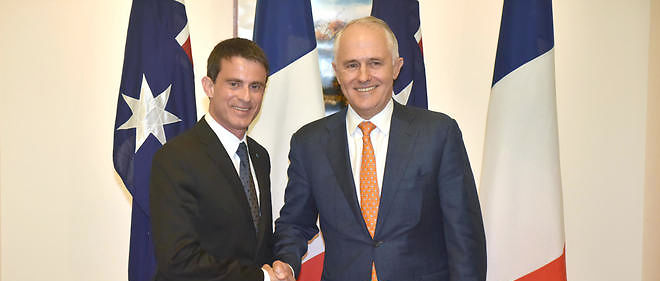 Manuel Valls en compagnie du Premier ministre australien, a Canberra.