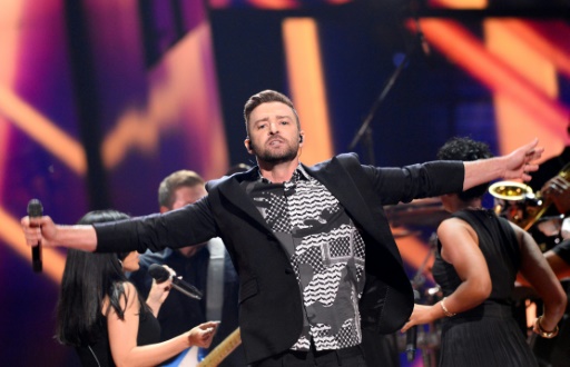 La star américaine Justin Timberlake a chanté un de ses tubes, "Rock Your Body", puis pour la première fois son nouveau single "Can't Stop the Feeling" © Jonathan NACKSTRAND AFP