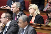 Barbara Pompili et François de Rugy sur les bancs de l'Assemblée nationale en 2014.   ©ERIC FEFERBERG