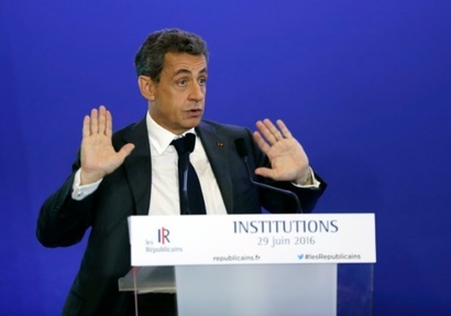 Le president de Les Republicains Nicolas Sarkozy, le 29 juin 2016 a Paris