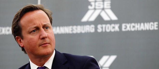 Le Premier ministre britannique David Cameron lors d'une session du Johannesburg Stock Exchange en juillet 2011.