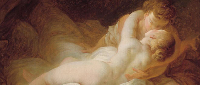 "Les Amants heureux", peinture de Jean-Honore Fragonard (1732-1806), XVIIIe siecle.