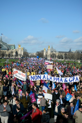 Manifestation de "La Manif Pour Tous" contre le mariage homosexuel aux Invalides à Paris, le 2 février 2014 © MARTIN BUREAU AFP/Archives
