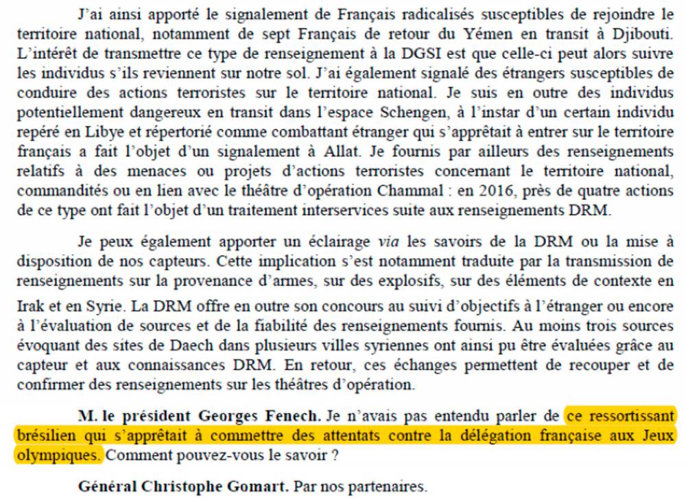 Extrait du compte-rendu de l'audition du directeur du renseignement militaire devant les députés. Montage de Libération.   