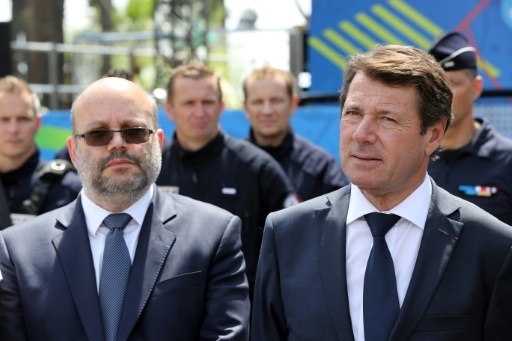 Christian Estrosi, resident (Les Republicains) de la region Provence-Alpes-Cote d'Azur, et son premier adjoint Philippe Pradal le 8 juin 2016 a Nice