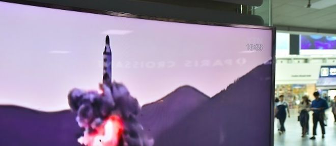 Retransmission le 9 juillet 2016 a la TV sud-coreenne d'un tir de missile non date en Coree du Nord
