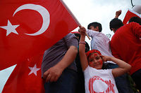 Lors d'un rassemblement pro-Erdogan à Ankara.   ©ADEM ALTAN