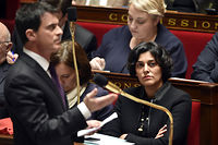 Manuel Valls et sa ministre du Travail, Myriam El Khomri, ont tenu bon malgre la forte contestation sociale sur la reforme. (C)ERIC FEFERBERG