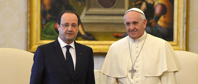 Francois Hollande et le pape Francois le 24 janvier 2014.