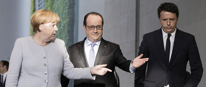 Angela Merkel, Francois Hollande et Matteo Renzi.