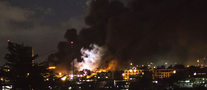 Le flash des explosions dans Libreville la nuit du 31 aout 2016.