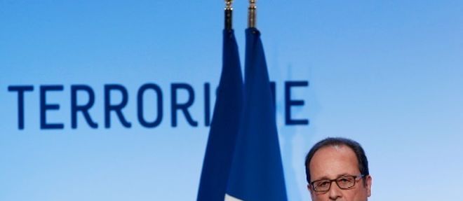 Francois Hollande lors de son discours consacre a "la democratie face au terrorisme" le 8 septembre 2016 salle Wagram a Paris
