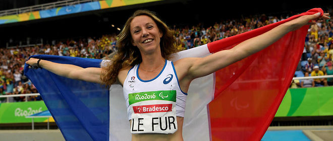Marie-Amelie Le Fur, qui obtient sa troisieme medaille d'or aux Jeux paralympiques.