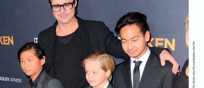 Brad Pitt et trois de ses six enfants : Pax, Shiloh et Maddox Jolie-Pitt.